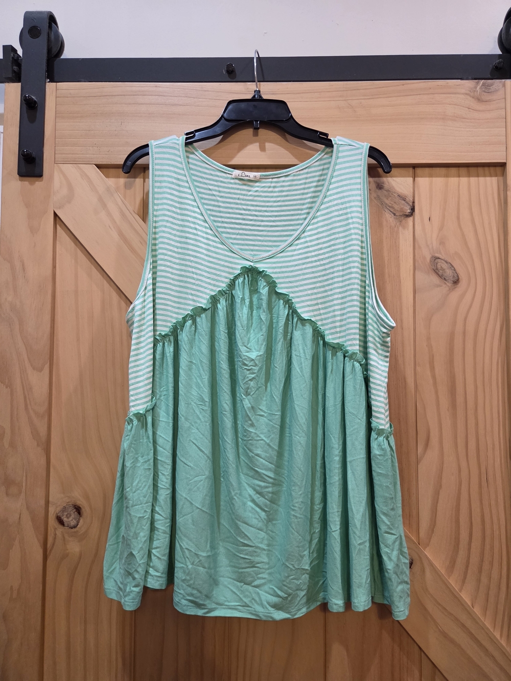 NWOT | E Luna Striped Yoke Tank Top | 1X
